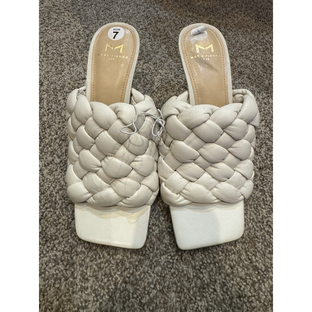 Marc Fisher IVORY Women's Dakina Puffy Square Toe Stiletto Slide US 7